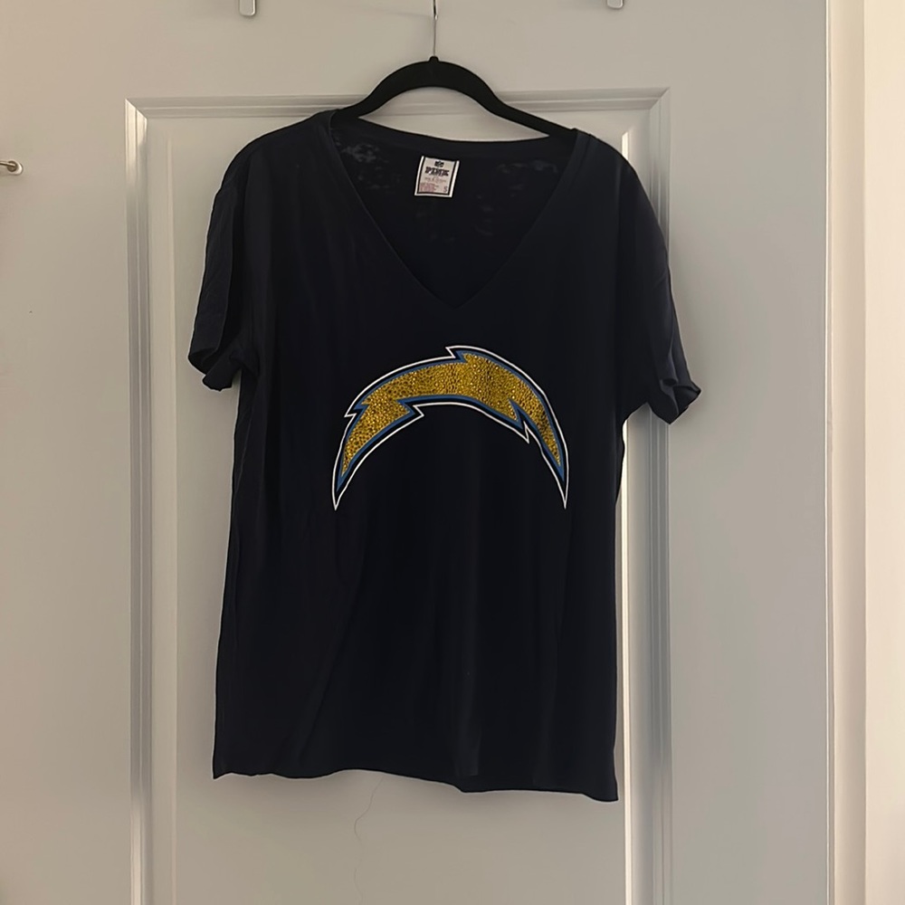 Pink Victoria’s Secret Jeweled Chargers V-Neck Shirt
